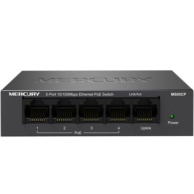 Комутатор POE 48V Mercury MS05CP 4 портів POE + 1 порт Ethernet (Uplink) 10/100 Мбіт / сек, БП в комплекті MS05CP фото