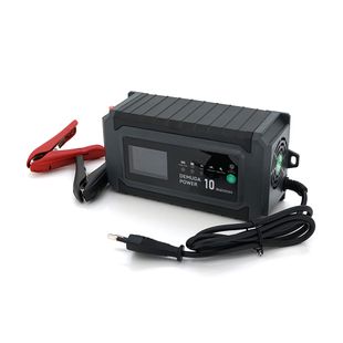 Автоматичний ЗП для акумулятора DEMUDA 12V/24V (MF, WET, AGM, GEL), AC110/220V, DC14,8В/29,6В, Струм заряду 12V/10A, 24V/6A, LCD, затискачі DMD-DC10/AA фото