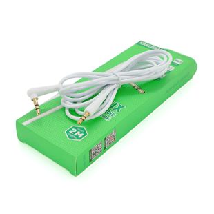 Кабель iKAKU KSC-522 PUSHENG AUX Audio DC3.5 тато-тато 2.0м, GOLD Stereo Jack, (круглий) White cable, Box YT-AUXGJ(M)/(M)-KSC-522-W фото