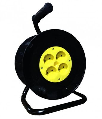 Котушка для подовжувача до 50м без кабелю на 4 гнізда без контакту, контактна група - латунь (Жовта) 000017157 фото