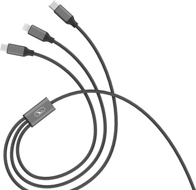 Кабель SkyDolphin S63E 3in1 USB - Lightning + micro USB + USB Type-C (M/M), 1.2 м, Black (USB-000625) USB-000625 фото
