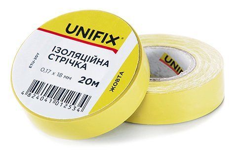 Ізоляційна стрiчка жовта 0.17х18мм 10м (пачка, кратно 10шт) UNIFIX ETU-10Y фото товару