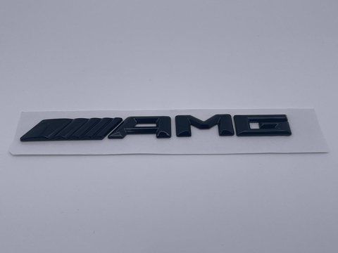 Емблема-шильдик напис AMG новий стиль Mercedes-Benz (Мерседес) на кришку багажника 185*18 мм. Чорний глянець meb051 фото товару