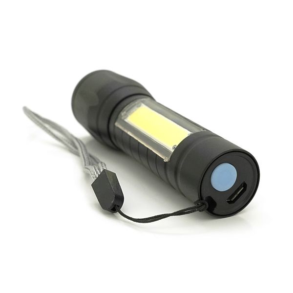 Ліхтарик 511COB, 3WLED+COB, CREE Q5, Zoom, 3 режима, алюміній, вбудований акум, USB кабель, 98х24х20, Box YT-511COB фото