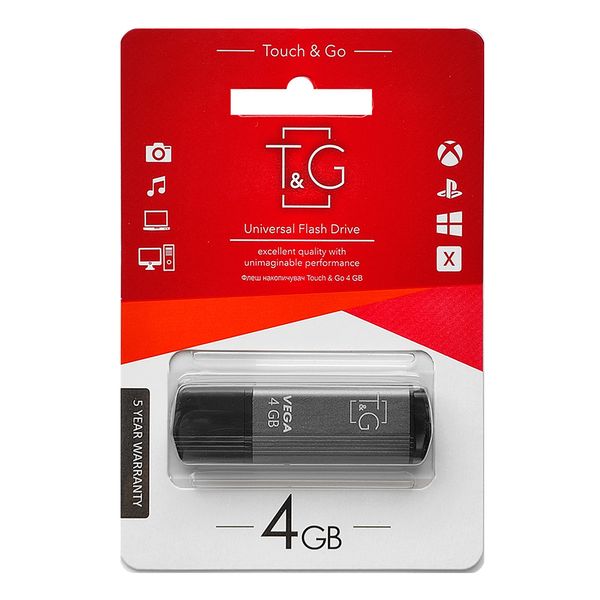 Флеш-накопичувач USB 4GB T&G 121 Vega Series Grey (TG121-4GBGY) TG121-4GBGY фото