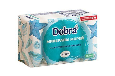 Мыло туалетное твёрдое косметическое 4*70г экопак Dobra Минералы морей 080747 фото товара