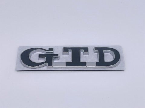 Емблема наклейка GTD VW (Фольцваген) 91x25 мм (Метал) Хром + Чорний vw061 фото товару