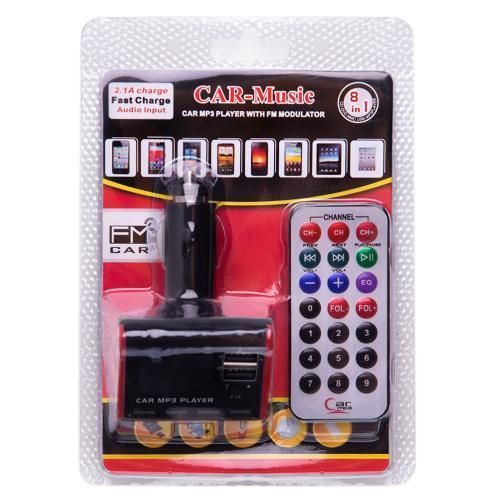 Модулятор FM 8в1 Car-Music 12-24v + 2USB + AUX 55113 (55113 Car-Music) 55113 Car-Music фото товару