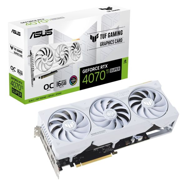 Відеокарта GF RTX 4070 Ti Super 16GB GDDR6X TUF Gaming OC White Asus (TUF-RTX4070TIS-O16G-WHITE-GAMING) TUF-RTX4070TIS-O16G-WHITE-GAMING фото