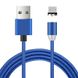 Магнітний кабель Ninja USB 2.0 / Micro, 1m, 2А, індикатор заряду, тканинна оплетка, броньований, знімач, Blue, Blister-Box YT-NAMC-M/BL фото 1