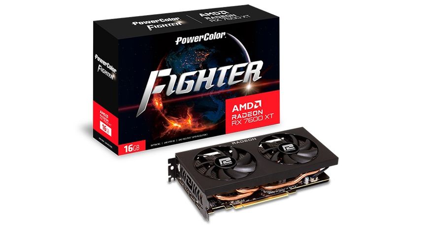 Відеокарта AMD Radeon RX 7600 XT 16GB GDDR6 Fighter PowerColor (RX 7600 XT 16G-F) RX 7600 XT 16G-F фото