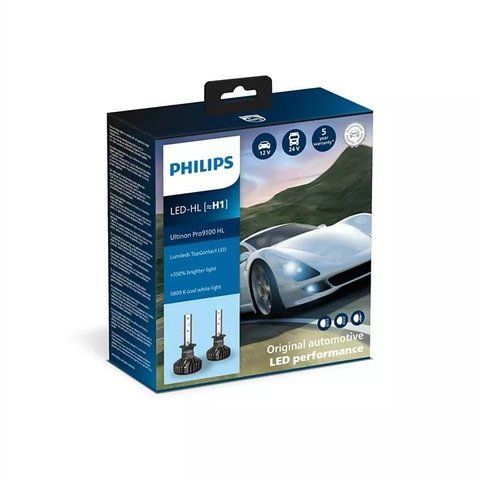 Комплект світлодіодних автоламп H1 LED 12/24V 20W 5800K P14,5S / LED ULTINON PRO9100 - НА 350% ЗБІЛЬШЕНИЙ СВІТЛОВИЙ ПОТІК / МАЄ CANBUS ДЛЯ УСУНЕННЯ МЕРЕХТІННЯ / 2ШТ. 11258U91X2 фото товара