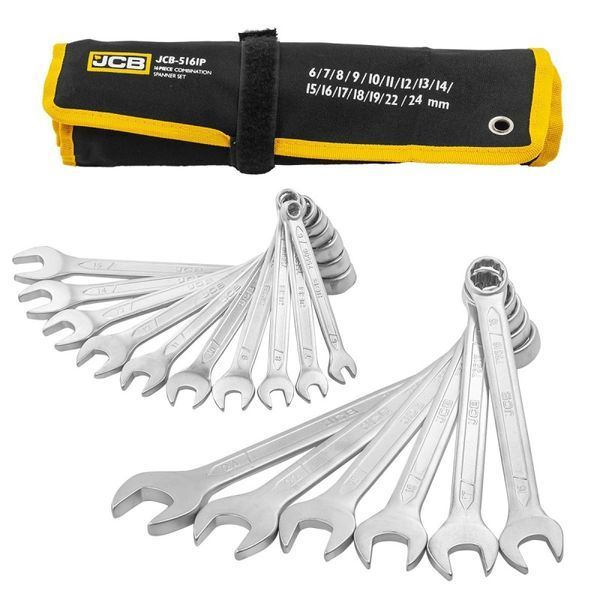 Набір ключів рожково-накидних в чохлі, (6-24 мм), 16 од. JCB Tools JCB-5161P JCB-5161P фото товара