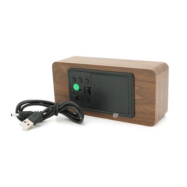 Електронний годинник VST-862 Wooden (Brown), з датчиком температури, будильник, живлення від кабелю USB, Green Light VST-862Bn/G фото