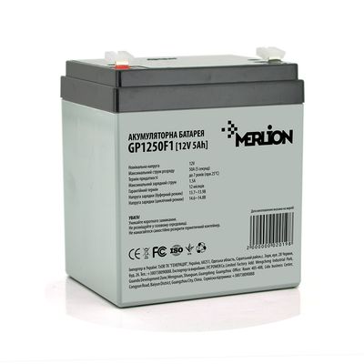 Акумуляторна батарея MERLION AGM GP1250F1, 12V 5Ah ( 90 х 70 х 101 (106) ) White/Black Q10 GP1250F1 фото