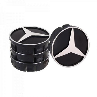 Заглушка колесного диска Mersedes 60x55 черный ABS пластик (4шт.) 50942 (50942) 50942 фото