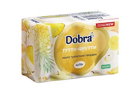 Мыло туалетное твёрдое косметическое 4*70г экопак Dobra Тутти фрутти 080749 фото товара