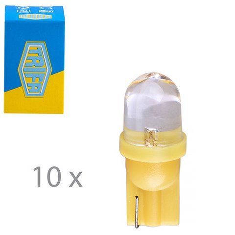 Лампа автомобильная светодиодная LED с пластиковим цоколем Trifa 12V 0,27W W2,1x9,5d T10 20mA yellow 02800 фото товара
