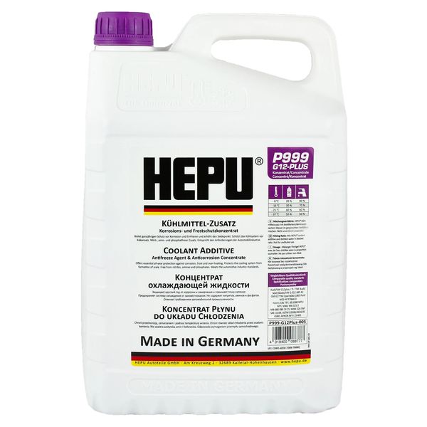 Рідина охолоджуюча HEPU Антифриз G12+ фіолетова концентрат 5 л (P999-G12plus-005) HE0031 фото