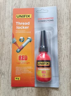 Фіксатор різьби для нерозбірних з'єднань червоний 10г UNIFIX 940021 фото