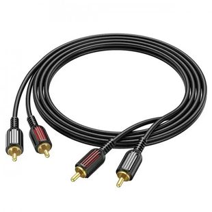 Кабель Borofone BL13 2RCA (тато) => 2хRCA (тато), CU, круглий, 1,5 м, Black, Box Borofone BL13 фото