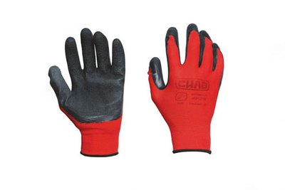 Перчатки с вспененным латексным покрытием р10 (красный+черный) СИЛА 481218 фото