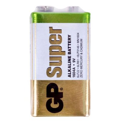 Батарейка GP SUPER ALKALINE 9V 1604AEB-5S1 лужна, 6LF22 (4891199006500) 4891199006500 фото