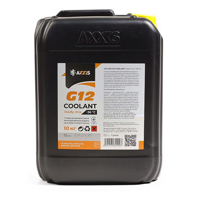Антифриз Axxis G12 Сoolant Ready-Mix -36°C каністра 10 кг Yellow (P999-G11Ye RDM10) P999-G11Ye RDM10 фото