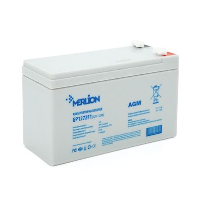 Акумуляторна батарея MERLION AGM GP1272F1 12 V 7,2 Ah ( 150 x 65 x 95 (100) ) White Q10 GP1272F1 фото