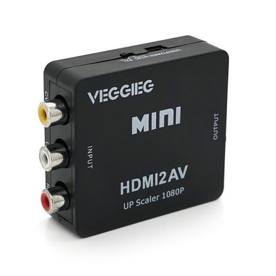 Конвертер VEGGIEG HV-01 Mini, HDMI to AV, ВХІД 3RCA(мама) на ВИХІД HDMI(мама), Black, Box 19652 фото