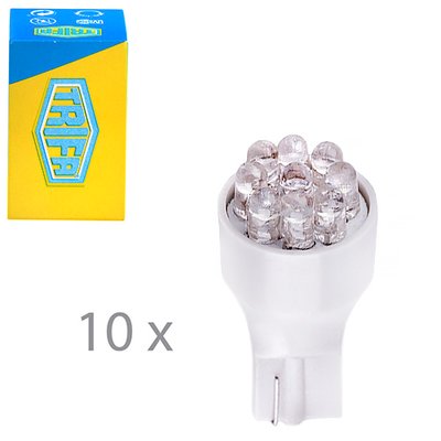 Лампа автомобильная светодиодная LED с пластиковим цоколем Trifa 12V 0,81W W2,1x9,5d T15 60mA white 02884 фото