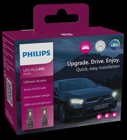 Комплект світлодіодних автоламп H3 LED 12V 13W 6000K PK22S / ULTINON ACCESS 2500 / ХОЛОДНЕ БІЛЕ СВІТЛО / 2ШТ. 11336U2500CX фото товару