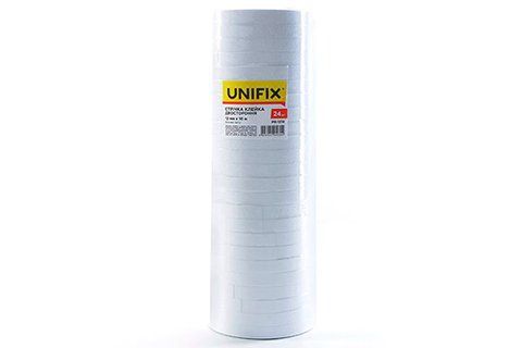 Стрічка клейка двостороння на паперовій основі 12мм 10м (туба 24шт) UNIFIX PR-1210 фото товару