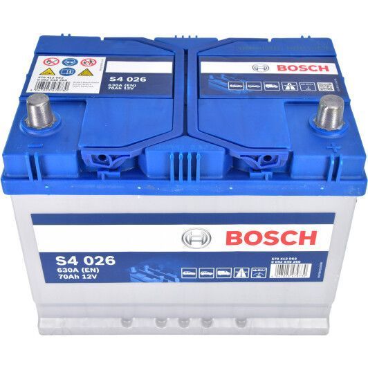 Акумулятор BOSCH 70Ah 12V S4026 R EN630 Азія 0092S40260 фото товару