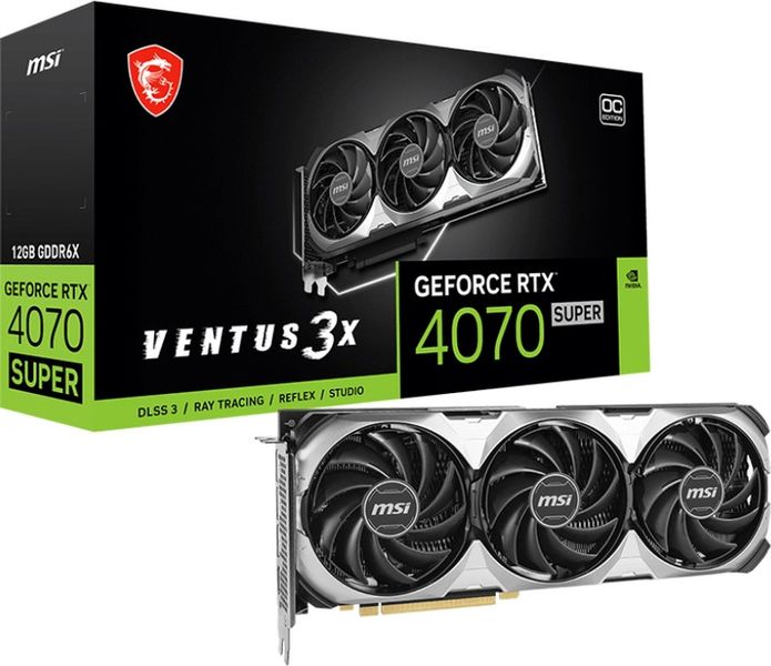 Відеокарта GF RTX 4070 Super 12GB GDDR6X Ventus 3X OC MSI (GeForce RTX 4070 SUPER 12G VENTUS 3X OC) GeForce RTX 4070 SUPER 12G VENTUS 3X OC фото