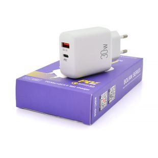 СЗУ AC100-240V iKAKU KSC-668 BOLIAN PD30W+QC3.0 Dual Port charger, White, Box KSC-668-BOLIAN фото