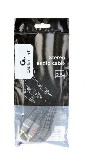 Аудіо-кабель Cablexpert 2хRCA - 3.5 мм (M/M), 1.5 м, чорний (CCA-352-1.5M) CCA-352-1.5M фото