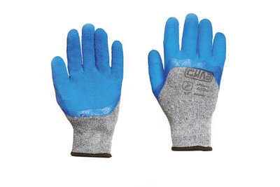 Перчатки с вспененным латексным покрытием р10 (серый+синий) СИЛА 481217 фото