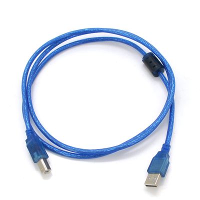 Кабель USB 2.0 RITAR AM / BM, 1.5m, 1 ферит, прозорий синій Q250 YT-AM/BM-1.5TBL фото
