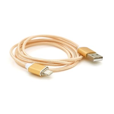 Магнітний кабель USB 2.0 / Micro, 1m, 2А, індикатор заряду, тканинна оплетка, знімач, Gold, Blister ( під наконечник 8751 ) YT-MCFB-M/G фото