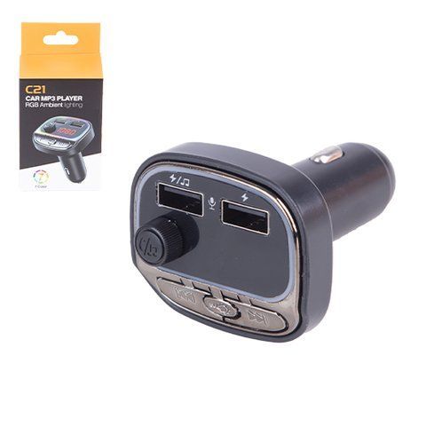 Модулятор FM 5в1 C21 12-24v 2USB 5V-3.1A Type C 5V-3.1A TF card BT5.0 RGB-ambient light (C21) C21 фото товару