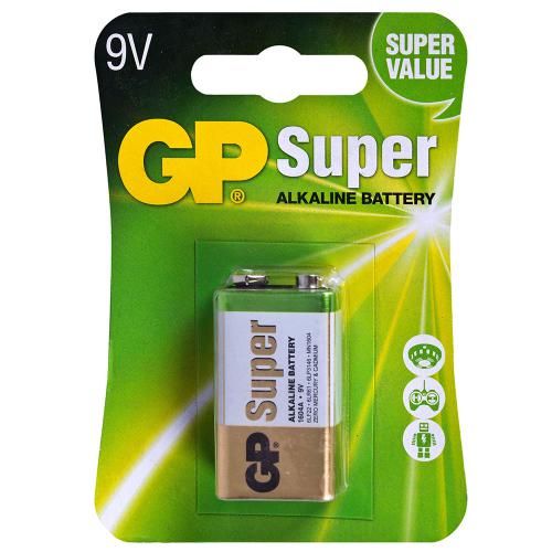 Батарейка GP SUPER ALKALINE 9V 1604AEB-5UE1 щелочная, 6LF22 (4891199002311) 4891199002311 фото