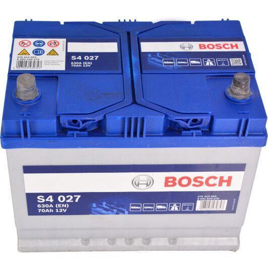 Акумулятор BOSCH 70Ah 12V S4027 L EN630 Азія 0092S40270 фото товару