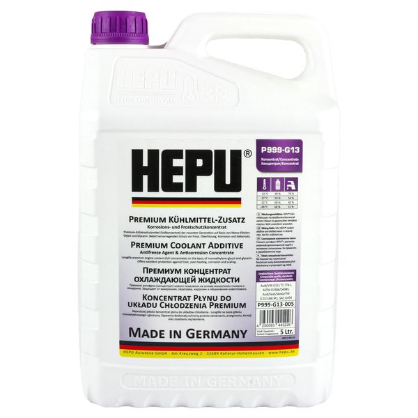 Рідина охолоджуюча HEPU Антифриз G13 фіолетова концентрат 5л (P999-G13-005) HE0501 фото