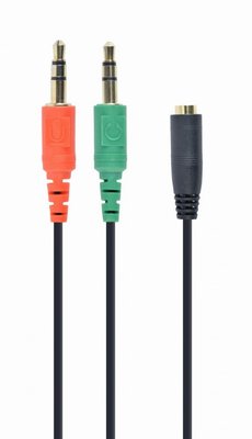 Аудіо-кабель Cablexpert 3.5 мм - 2х3.5 мм (F/M), 0.2 м, чорний (CCA-418) CCA-418 фото