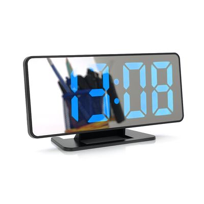 Електронний годинник VST-888 Дзеркальний дисплей, з датчиком температури, будильник, живлення від кабелю USB, Blue VST-888B фото