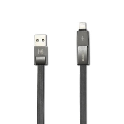 Кабель Remax RC-042t Strive USB - Lightning + micro USB (M/M), 1 м, Black (6954851272939) 6954851272939 фото