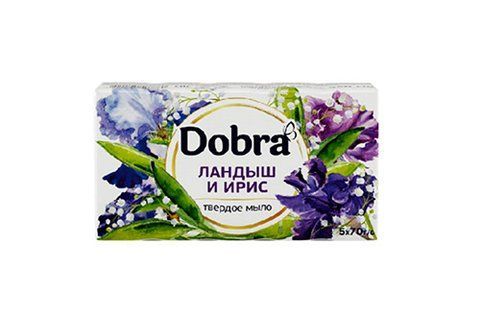 Мыло туалетное твёрдое косметическое 5*70г экопак ТМ Dobra Ландыш и ирис 081133 фото товара