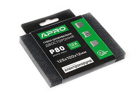 Губка шліфувальна двостороння Р80 125х100х12мм APRO 828122 фото товару