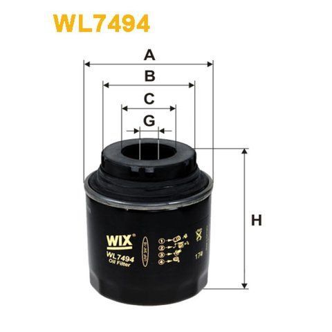 Фільтр оливи Audi, Seat, Skoda, Volkswagen 1.2TSI, 1.4TSI Wix Filters (WL7494) WL7494 фото товару